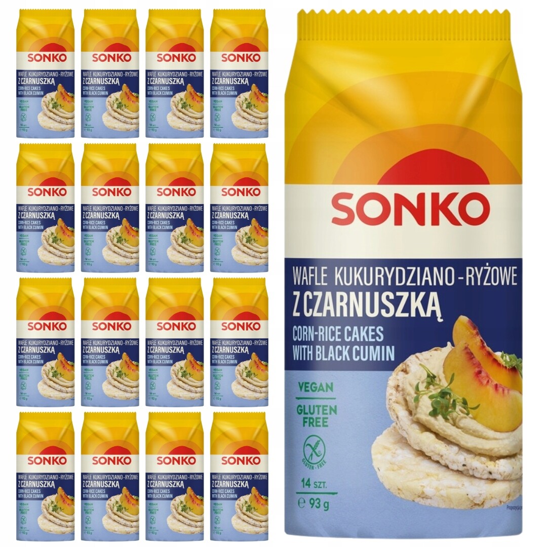 Sonko Kukuřičné a rýžové oplatky s černuchou 93 g (14 kusů x 16 kusů