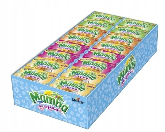 48x 26,5g žvýkací bonbón Mamba Tropics Krabička