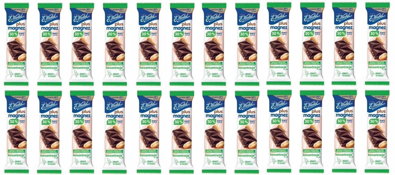 24 x 24 g E. Wedel tyčinka z hořké čokolády s ořechy a hořčíkem Karton