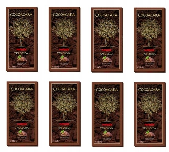 8 x 100 g Terravita Cocoacara 77% kakao hořká čokoláda Karton