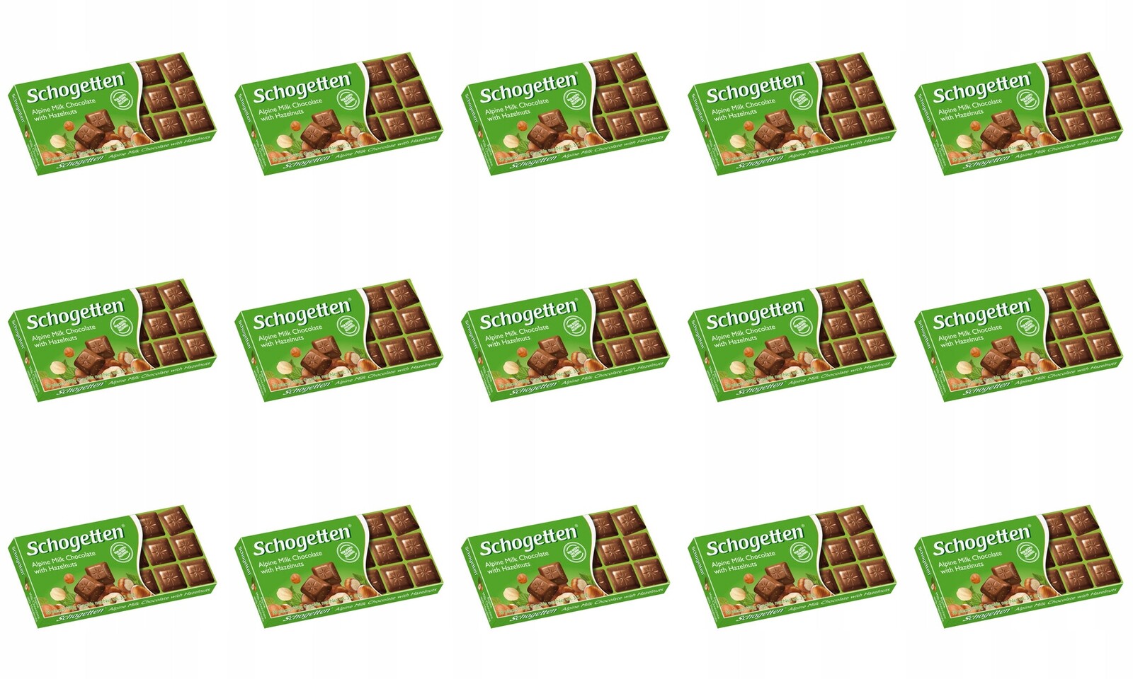 15 x 100 g Schogetten Alpine Milk s Hazelnuts čokoláda s ořechy Karton