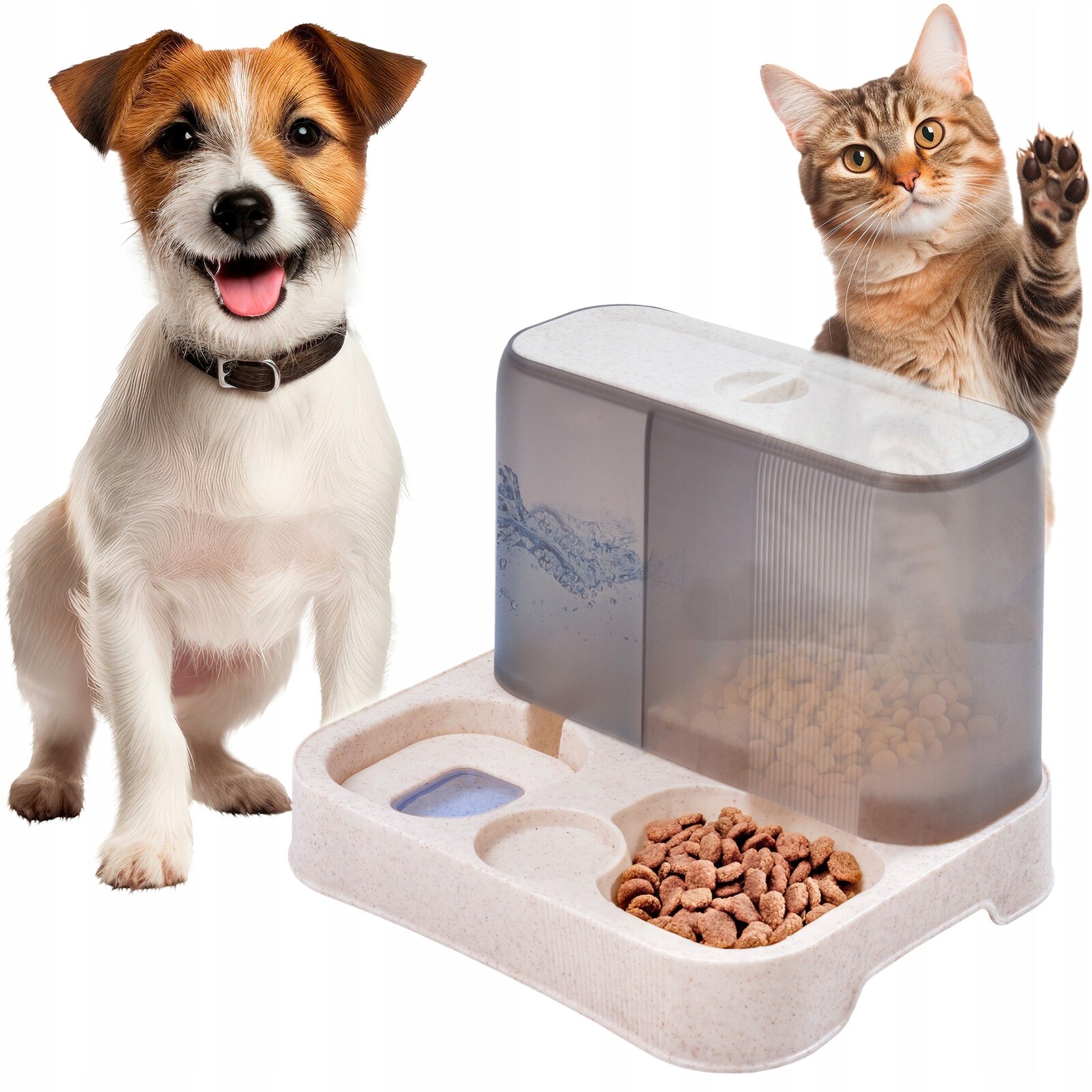 Dávkovač Vody A Krmiva Pro Kočky Psa Zvířata 2V1 Sada Automatických Misek