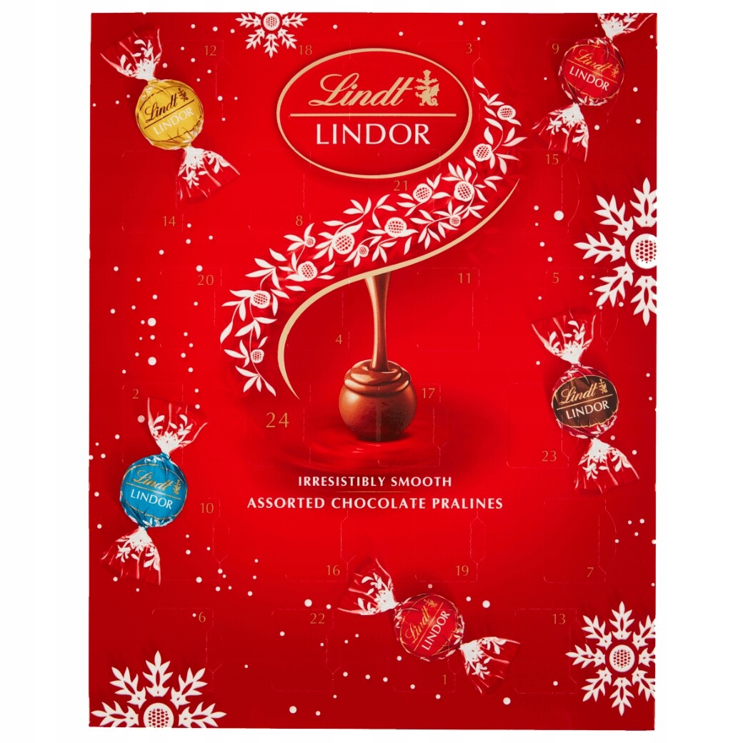 Lindor Adventní kalendář červený, 300g