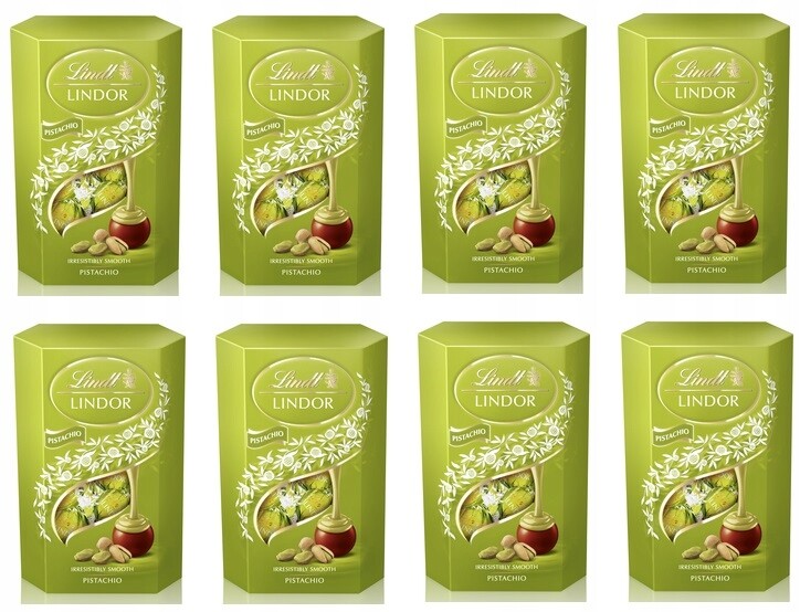 8x 200g Lindt Lindor pistáciové kornoutové pralinky Karton