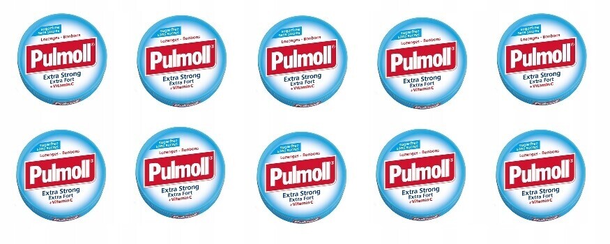 10x 45 g Pulmoll Fresh Mint bonbóny pastilky bez cukru Karton
