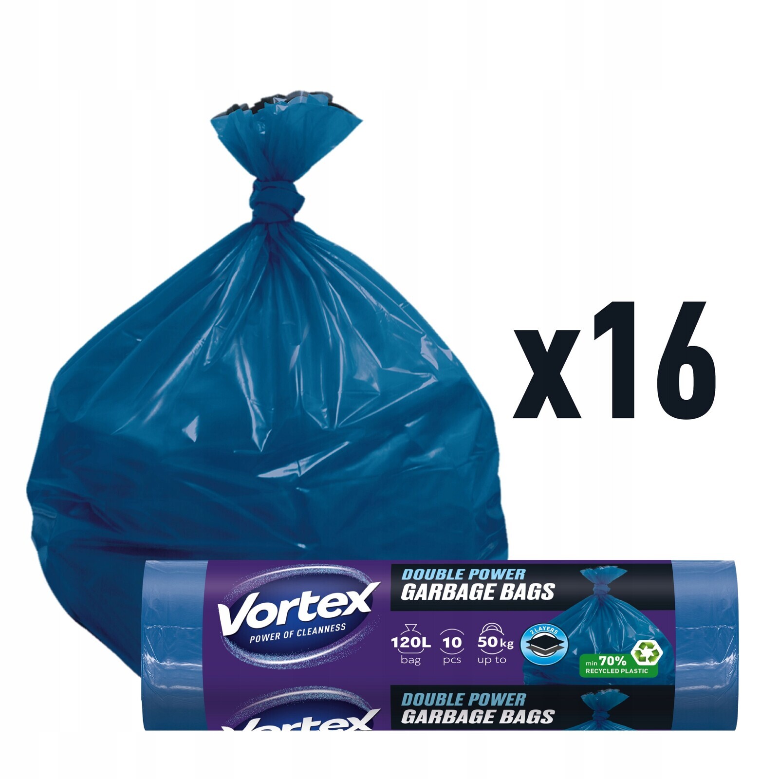 Vortex pytle na odpadky Hdpe 70x110 cm modré 120L/10 ks (16 ×10) 160 ks