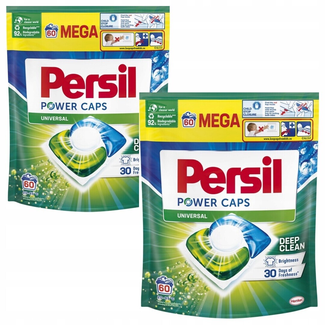 2x Persil Power Caps 60KS Kapsle Na Praní Univerzální Na Bílé Prádlo 120ks