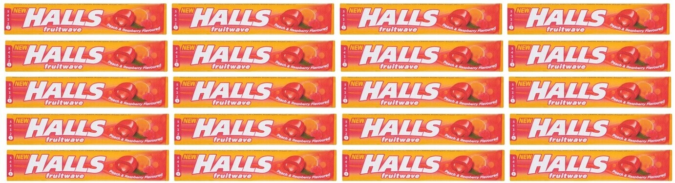 20x 45g Halls Fruitwave Broskev Malina Karton
