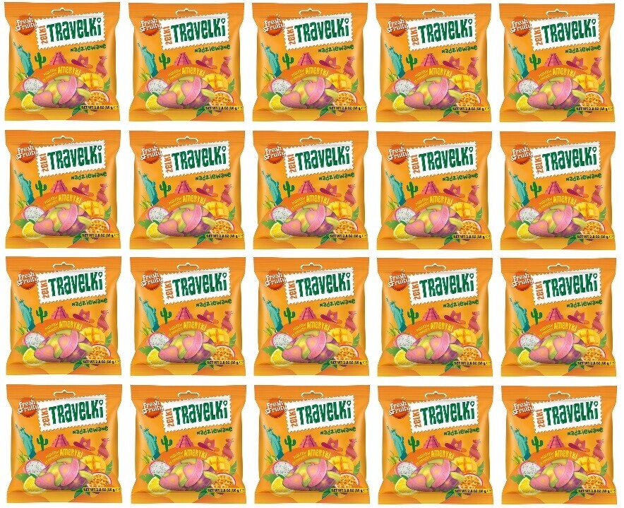 20 x 80 g Wawel Travelki želé bonbony příchutě Amerika Karton