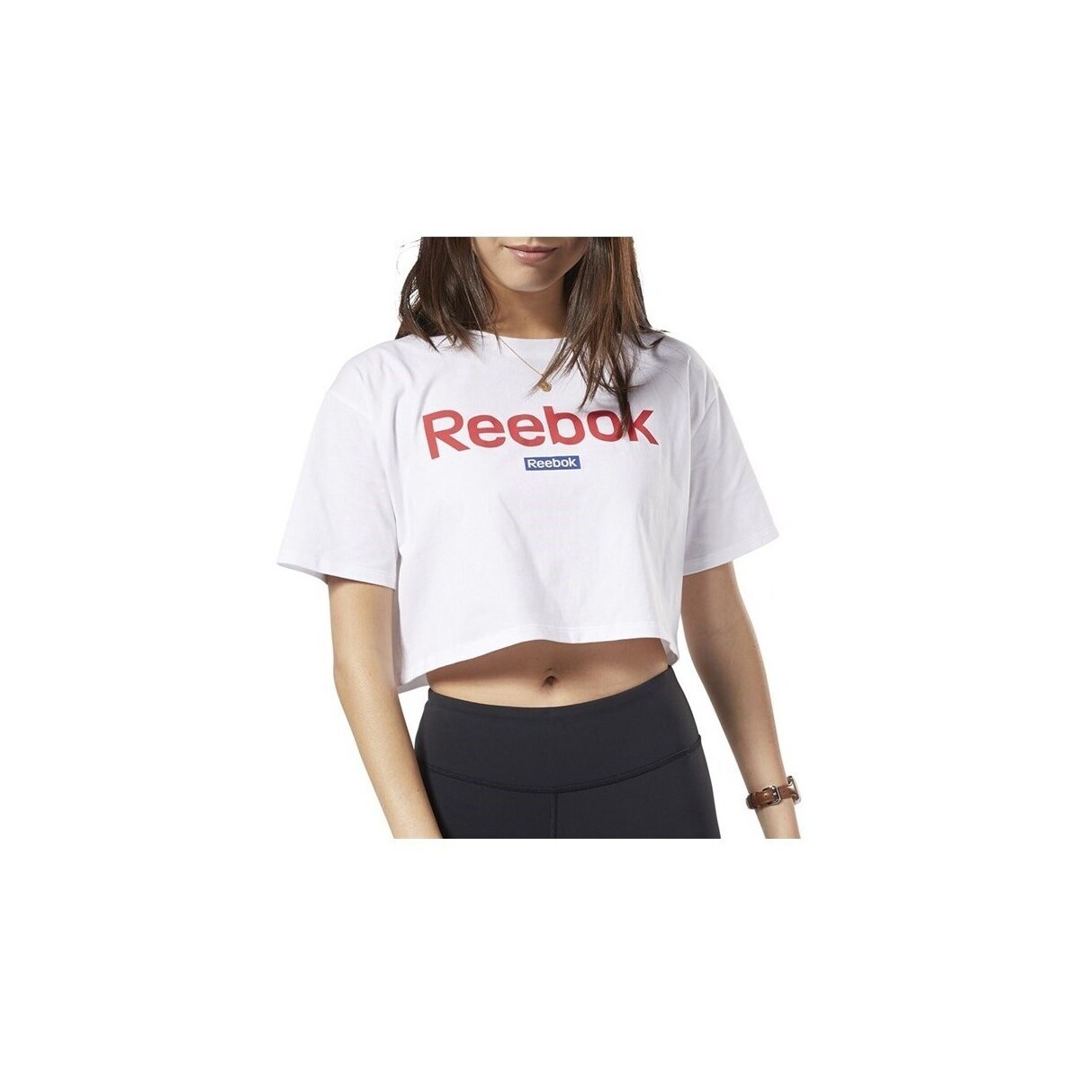 Reebok Sport  Linear Logo Crop Tee  Bílá