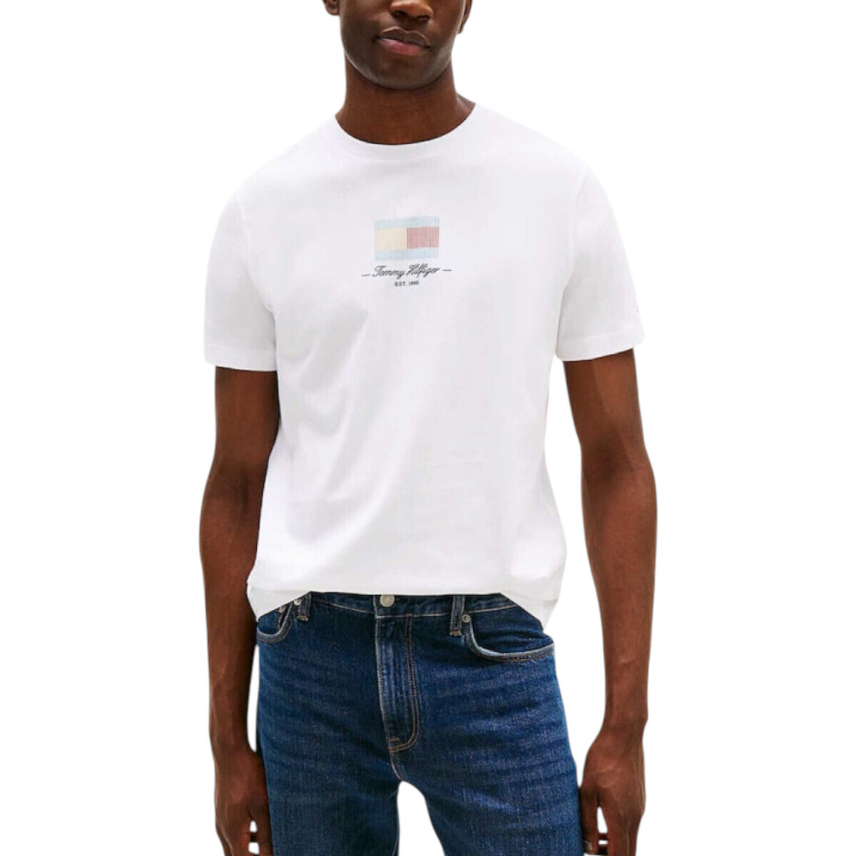 Tommy Hilfiger  ITHACA FLAG TEE MW0MW39349  Bílá