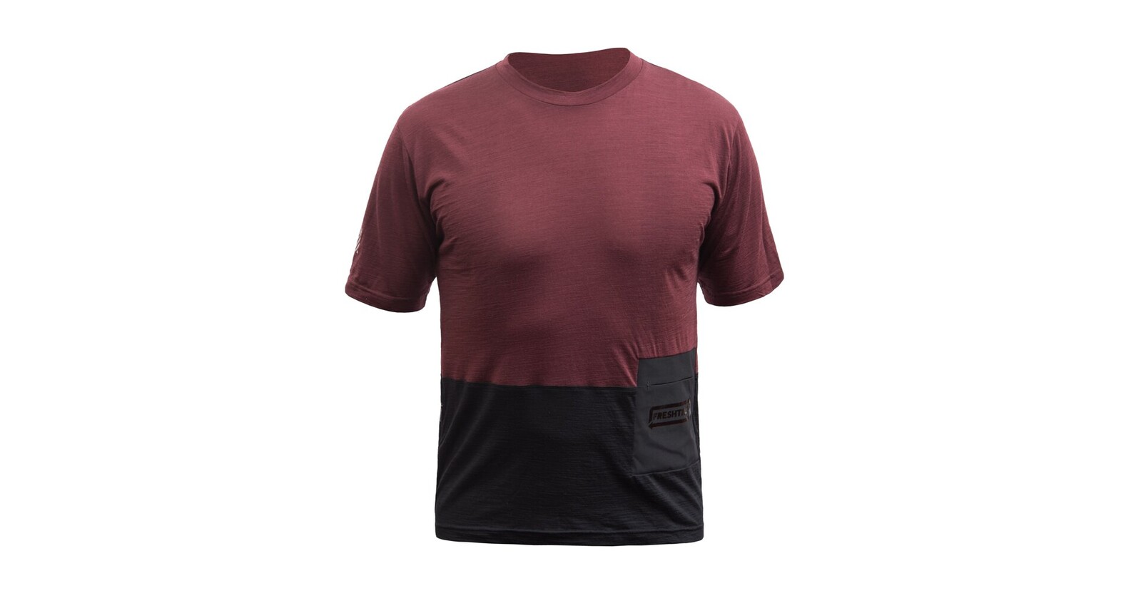 Pánské funkční triko s krátkým rukávem Fresh Trash Lite merino pocket - Merlot red/Black Velikost: XL