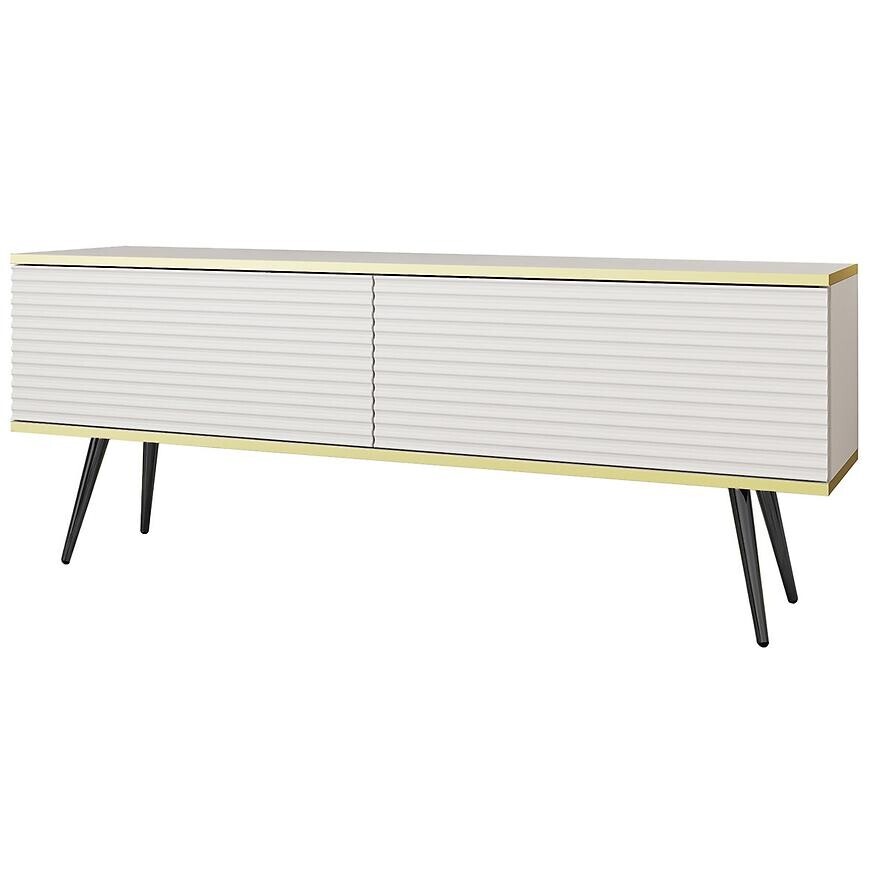 Tv stolek Oro mdf rýhovaná 135 bílá + nohy černé