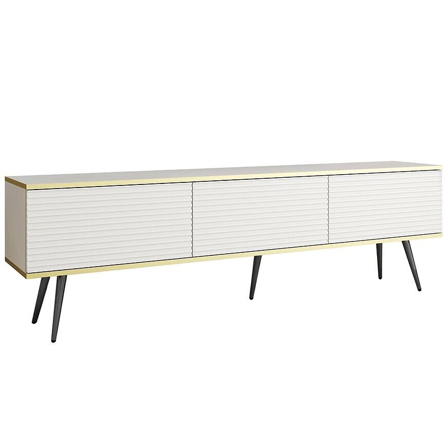 Tv stolek Oro mdf rýhovaná 175 bílá + nohy černé