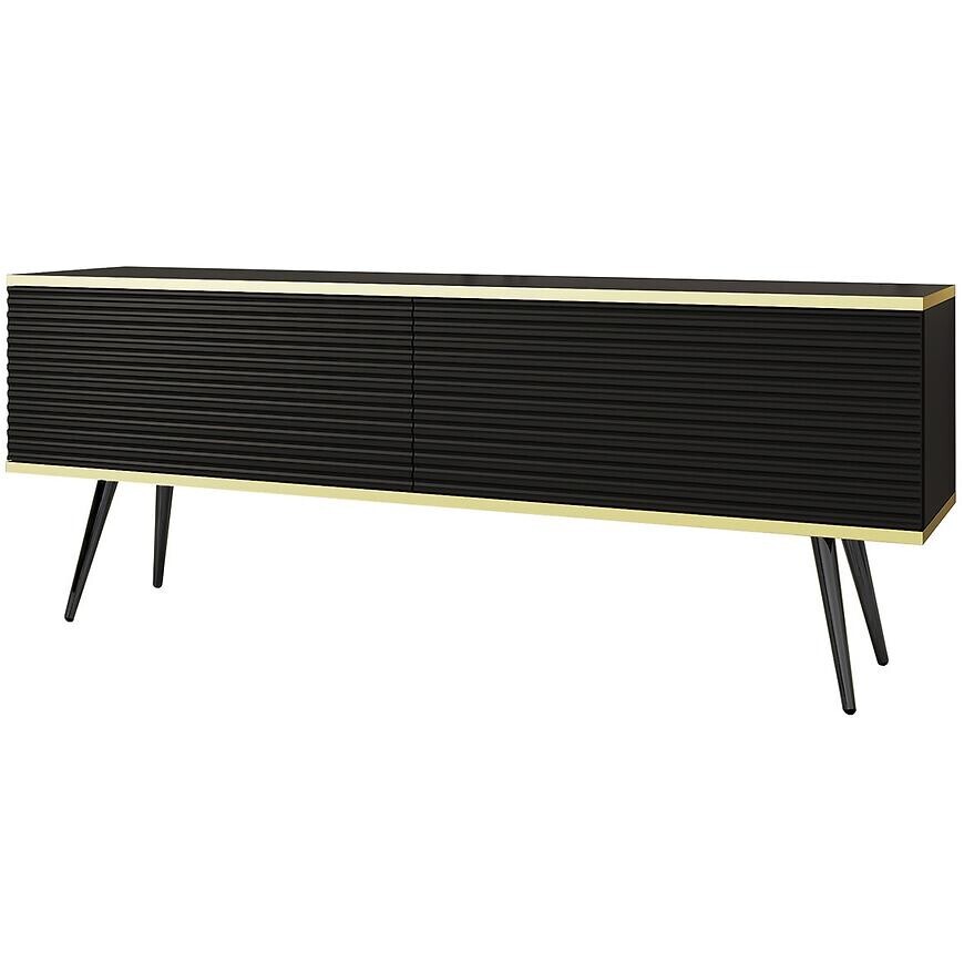 Tv stolek Oro mdf rýhovaná 135 černá + nohy černé