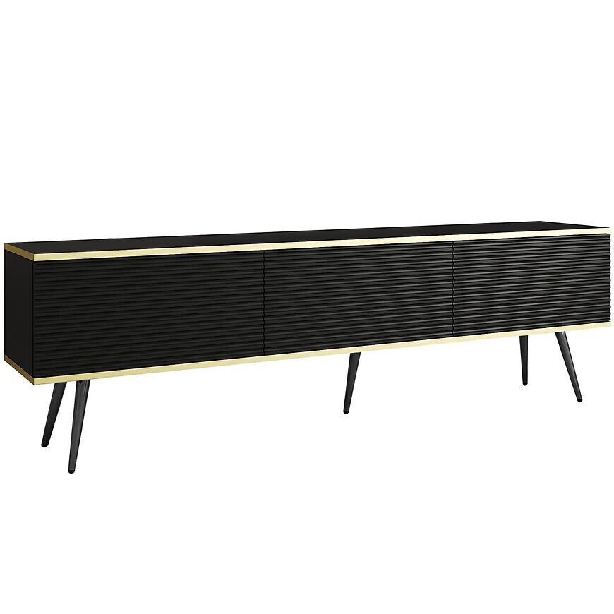 Tv stolek Oro mdf rýhovaná 175 černá + nohy černé