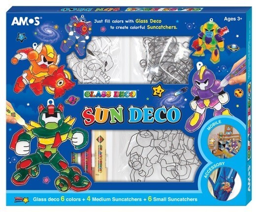 Amos Barvičky na sklo ROBOTI - 6 barev + 10 sklíček - 6428