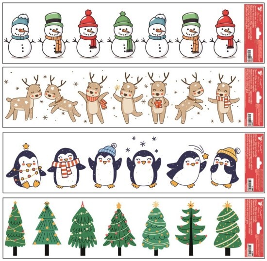 Anděl Vánoční okenní fólie s glitry - barevné pruhy - 64 x 15 cm - 286