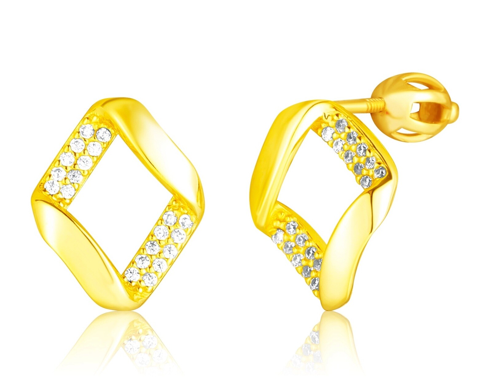 JVD Moderní pozlacené pecky se zirkony SVLE3307XF3GOSR