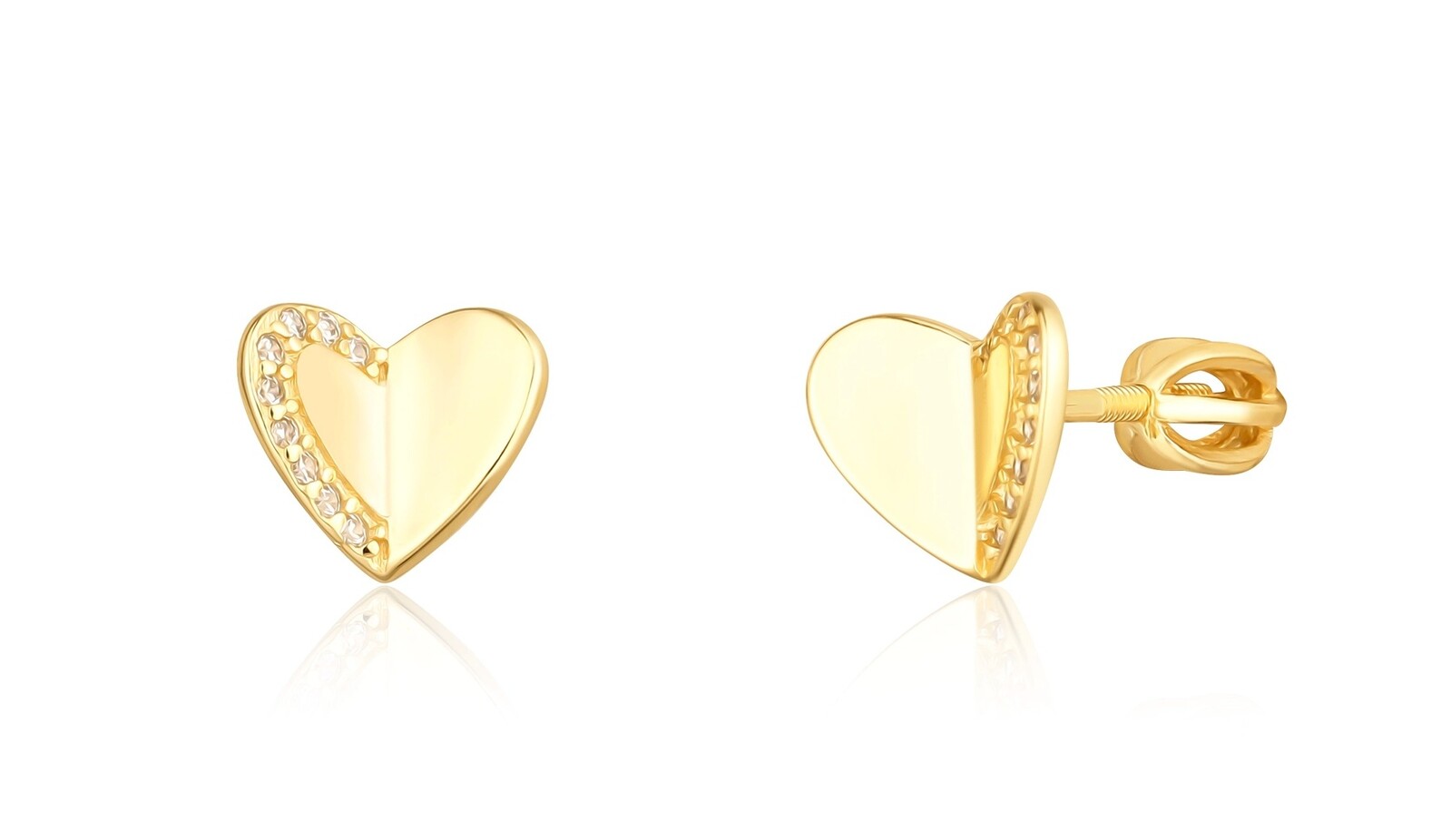 JVD Pozlacené srdíčkové náušnice se zirkony SVLE1739XH2GOSR