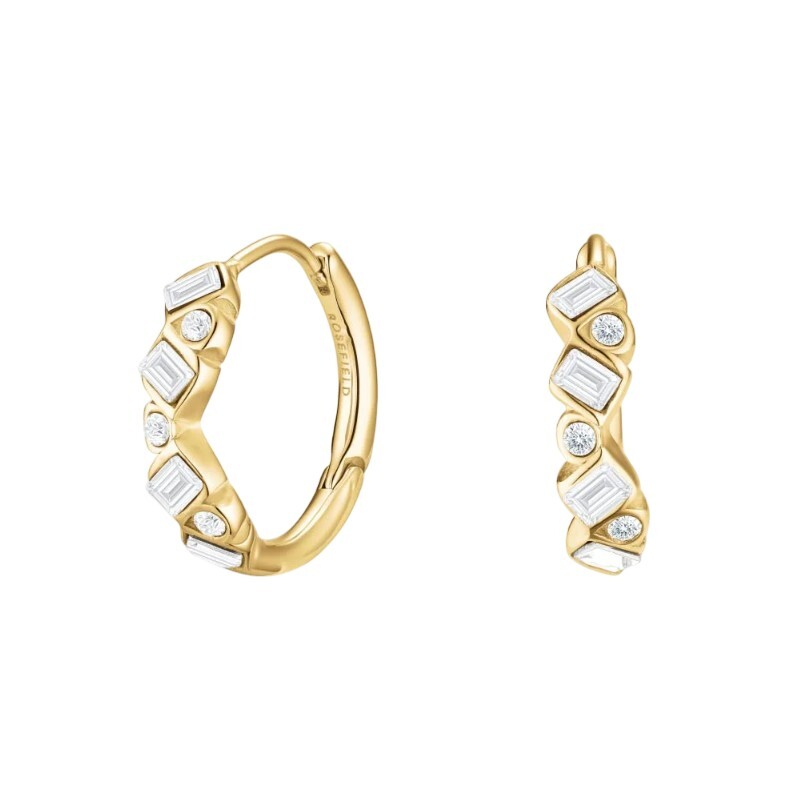 Rosefield Oslnivé pozlacené náušnice s krystaly Baguette JECBG-J1171