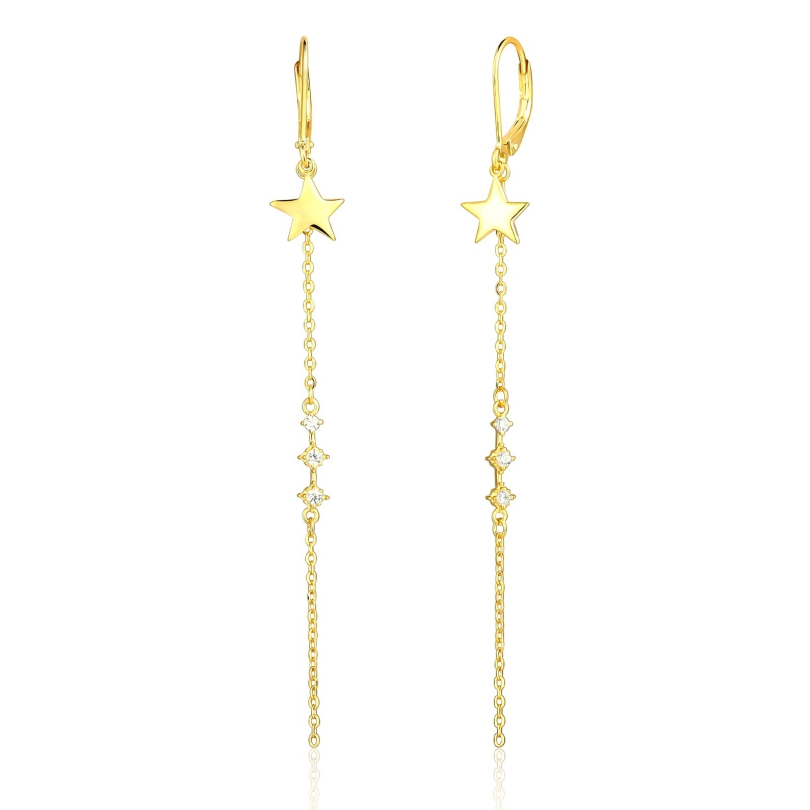 JVD Pozlacené visací náušnice Hvězdičky SVLE1909XE9GO00