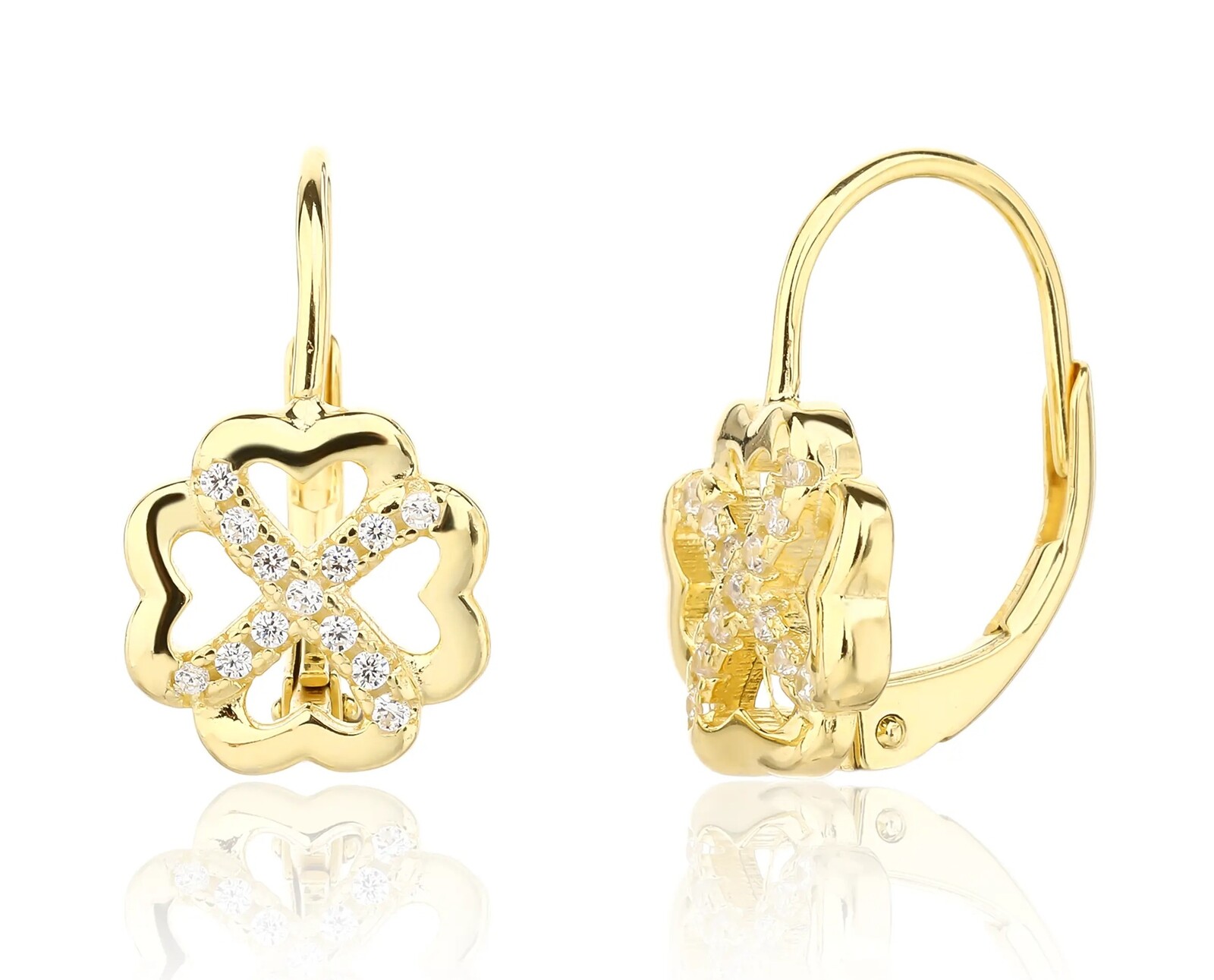 JVD Pozlacené náušnice Čtyřlístek pro štěstí SVLE3392XJ6GO00