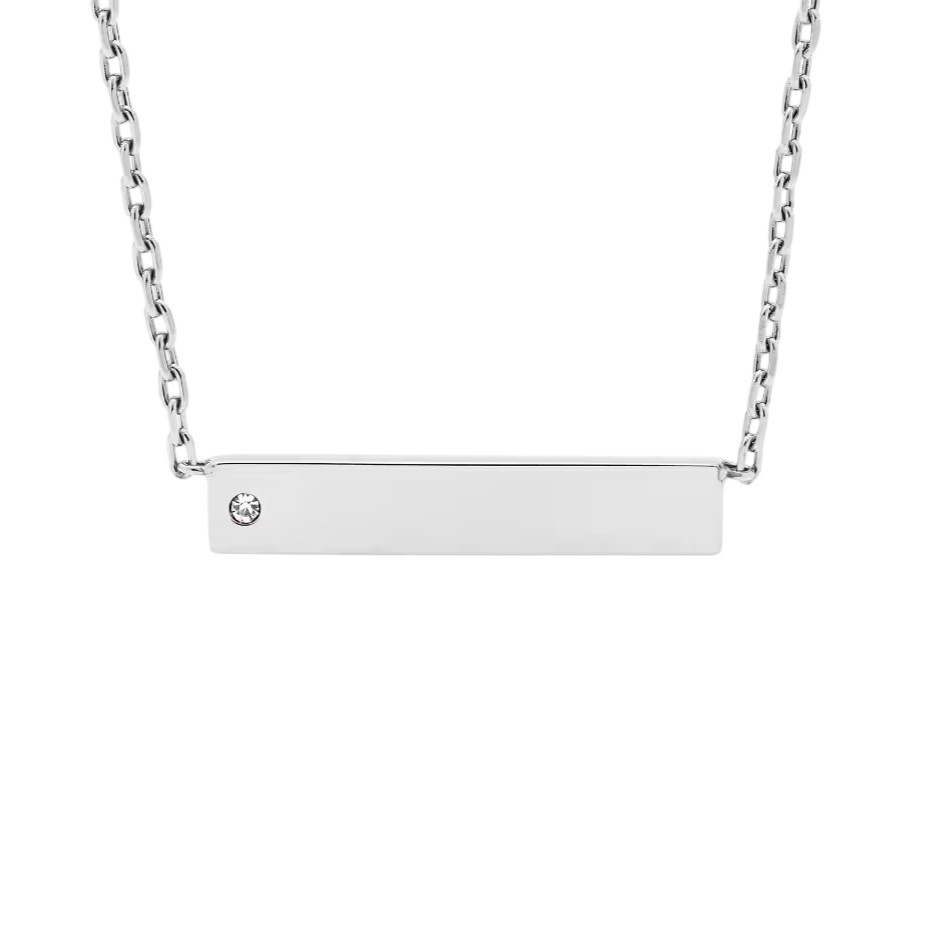 Fossil Moderní ocelový náhrdelník s krystalem JOF00434040