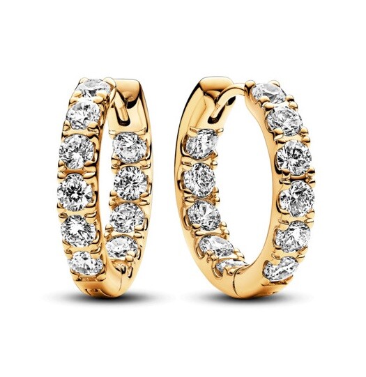 Pandora Elegantní pozlacené kruhy se zirkony Timeless Shine 263002C01