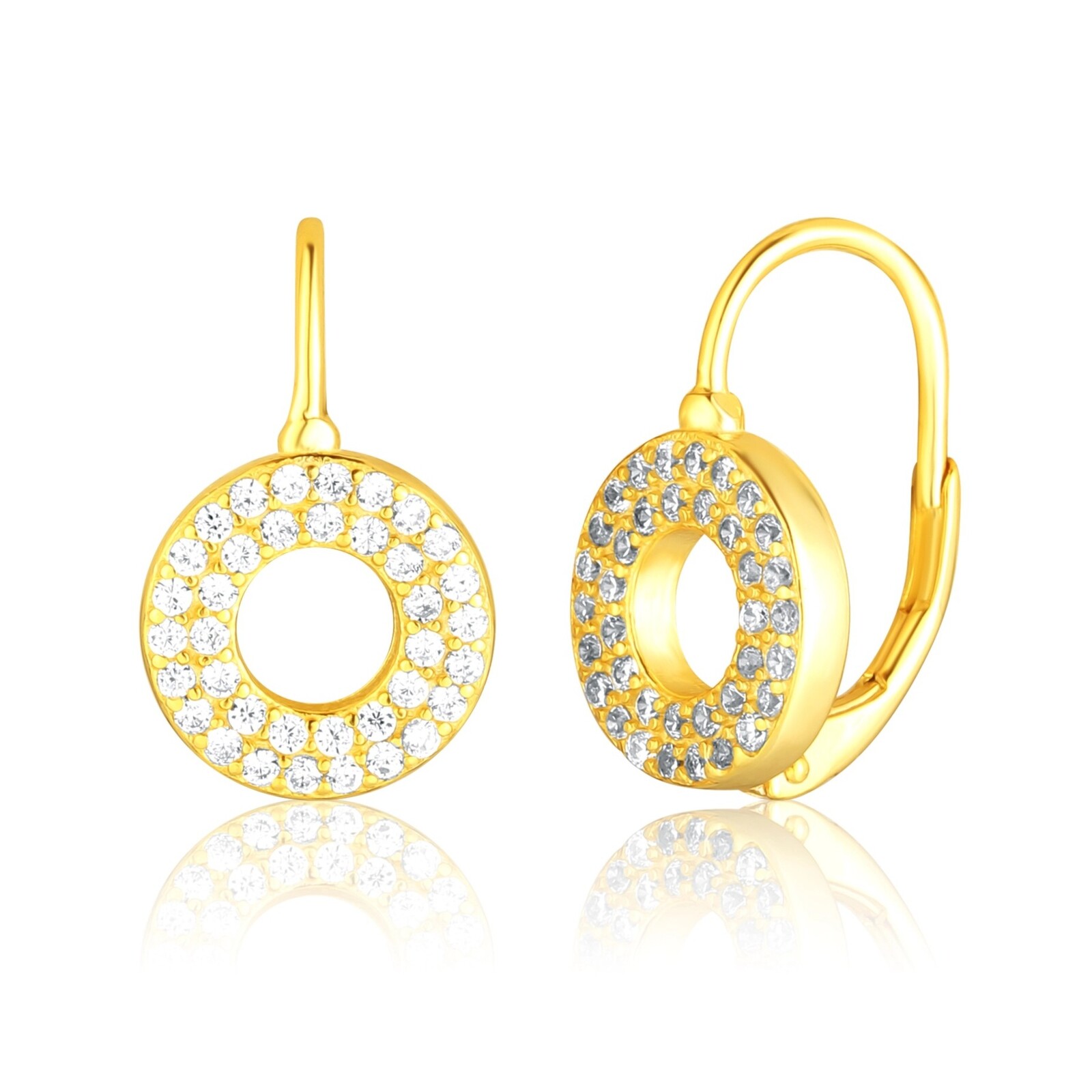 JVD Půvabné pozlacené náušnice se zirkony Kruh SVLE3260X86GO00