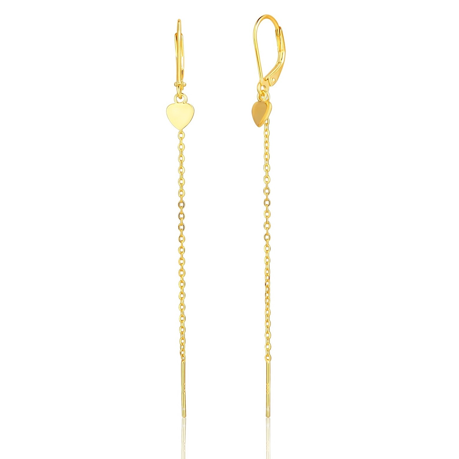 JVD Dlouhé pozlacené visací náušnice se srdíčky SVLE1917XE9GO00