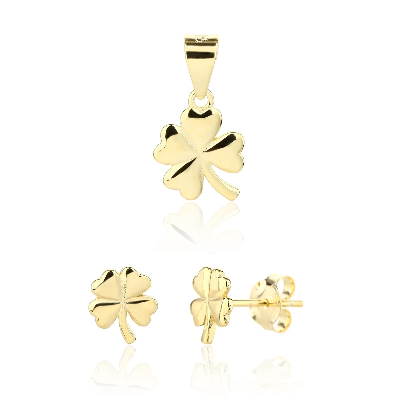 JVD Hravá pozlacená sada šperků Čtyřlístek SVLS0124SJ6GO00 (přívěsek, náušnice)