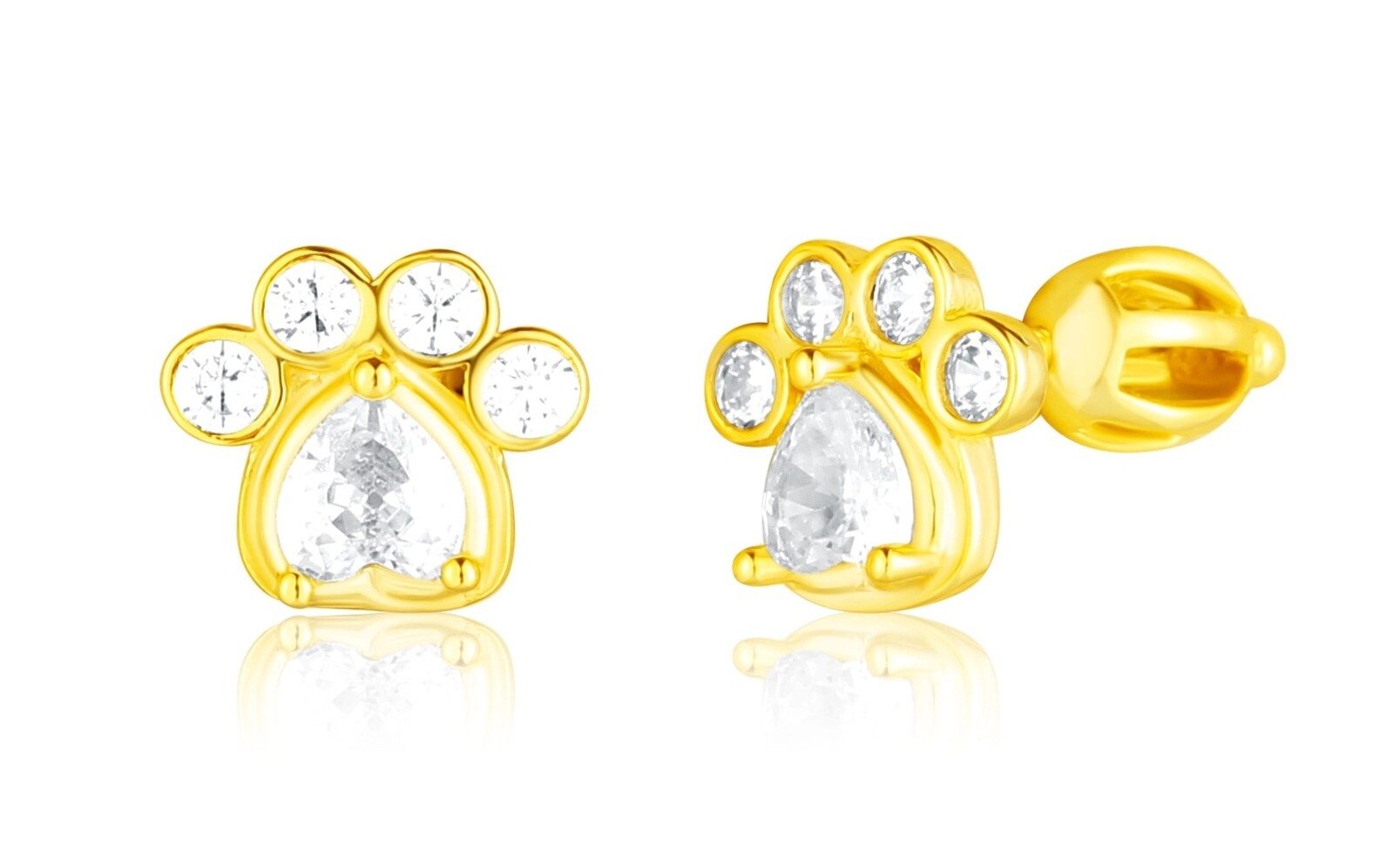 JVD Pozlacené náušnice Tlapka se zirkony SVLE3315XF3GOSR