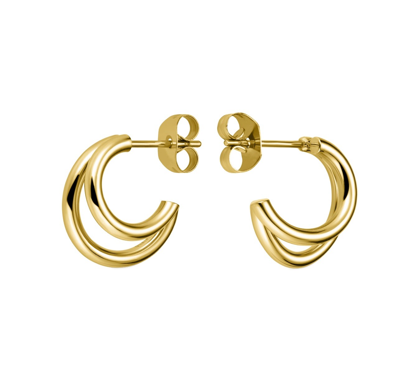 Rosefield Pozlacené kruhové náušnice Double Hoop Essentials DHEG-J227/JEDHG-J575