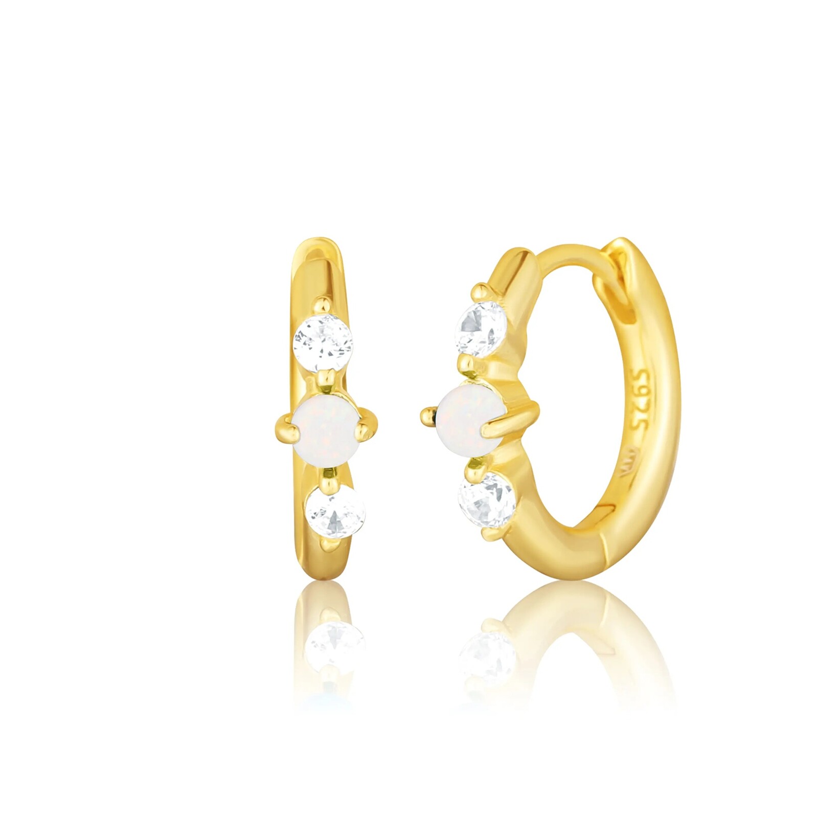 JVD Pozlacené náušnice kruhy se syntetickými opály SVLE3073XH2G100