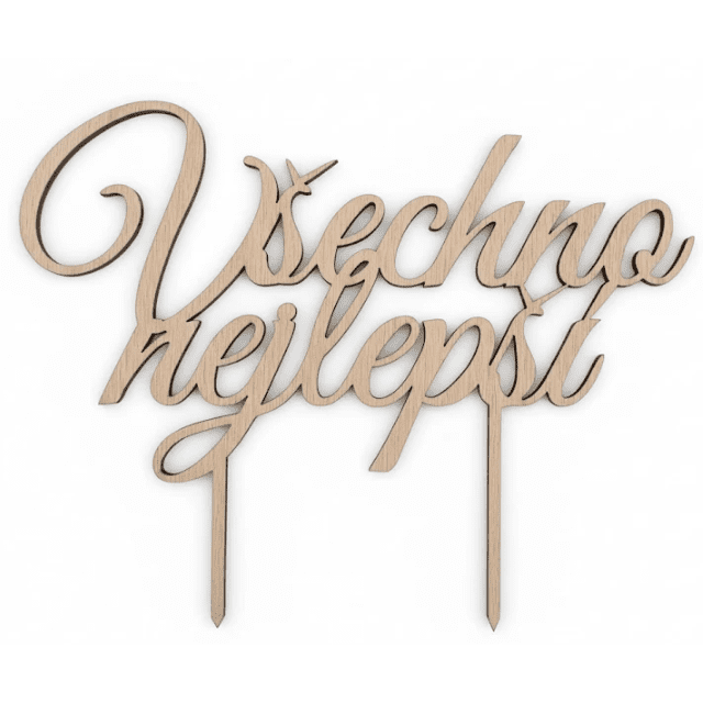 Dřevěný zápich Všechno nejlepší 20cm - I LOVE CAKES