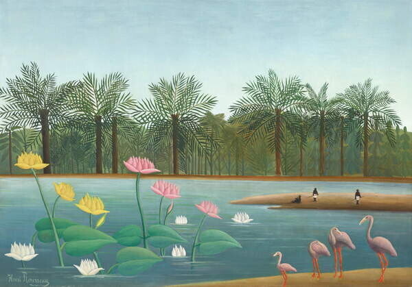 Rousseau, Henri J.F. (Le Douanier) Plakát, Obraz - Flamingos, 1910, Rousseau, Henri J.F. (Le Douanier), 40 × 26.7 cm