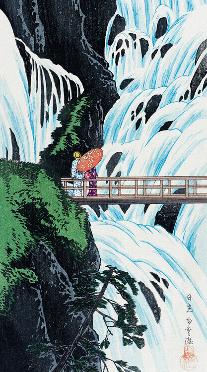 Hiroaki Takahashi Plakát, Obraz - Shiragumo Waterfall of Nikkō (1910), Hiroaki Takahashi, 22.2 × 40 cm