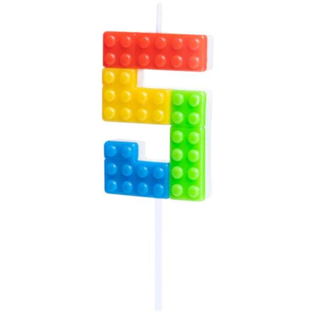Svíčka dortová číslo 5 Lego kostičky 11 cm