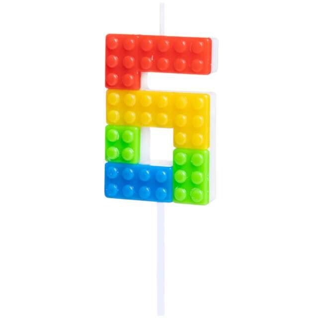 Svíčka dortová číslo 6 Lego kostičky 11 cm