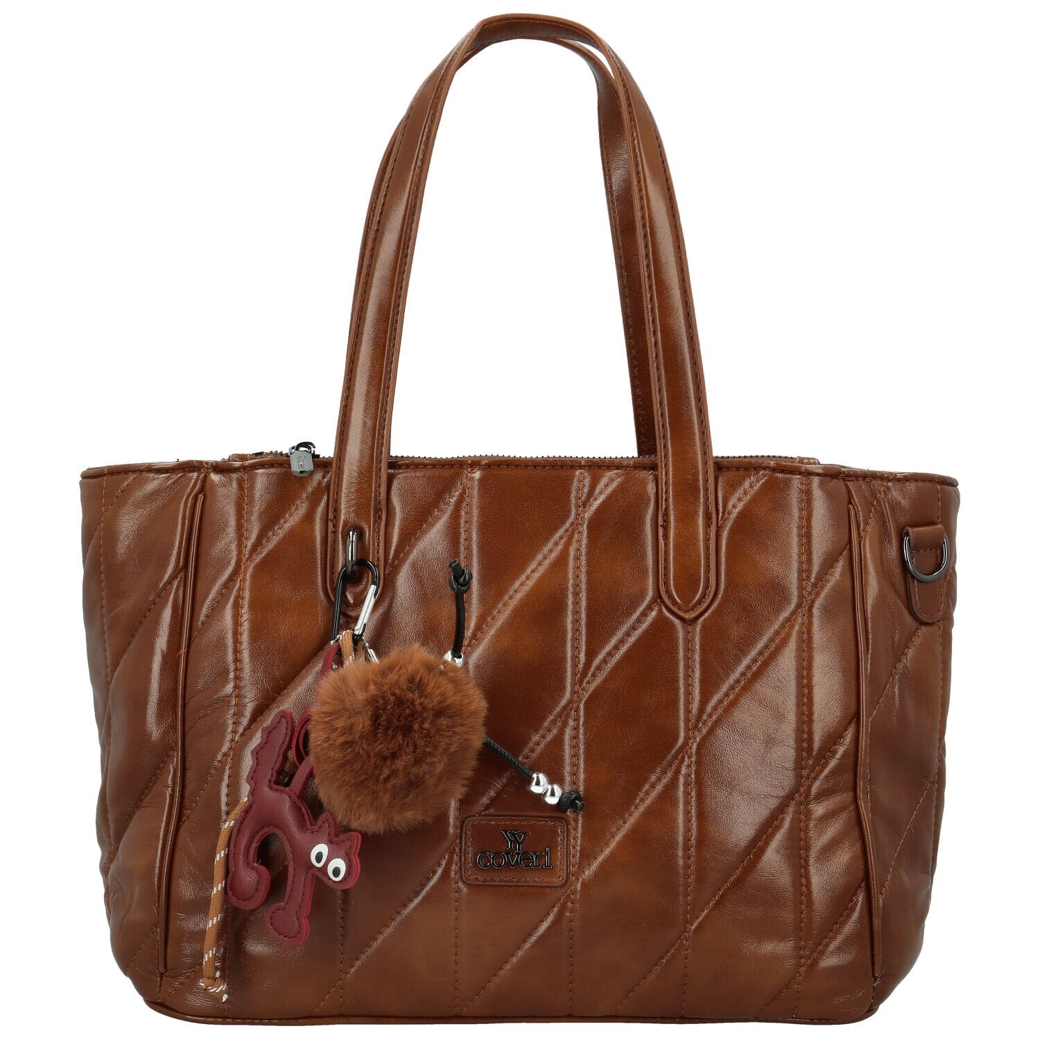Trendy dámská koženková kabelka na rameno Coveri Mauria, hnědá