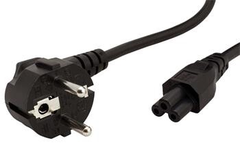 Roline Kabel síťový k notebooku, CEE 7/7(M) - IEC320 C5, 0,8m (trojlístek), černý