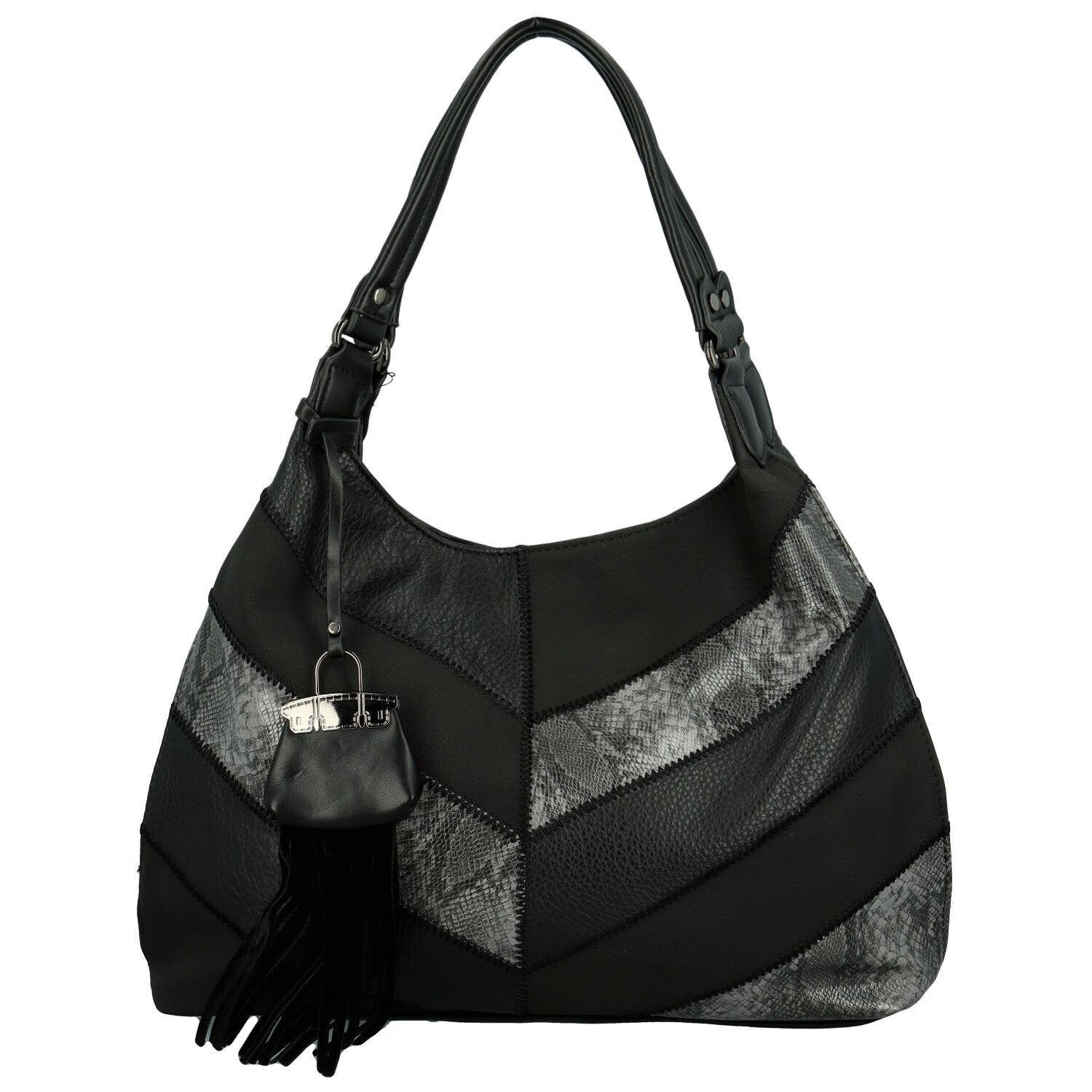 Módní dámská koženková kabelka na rameno Nives, černá