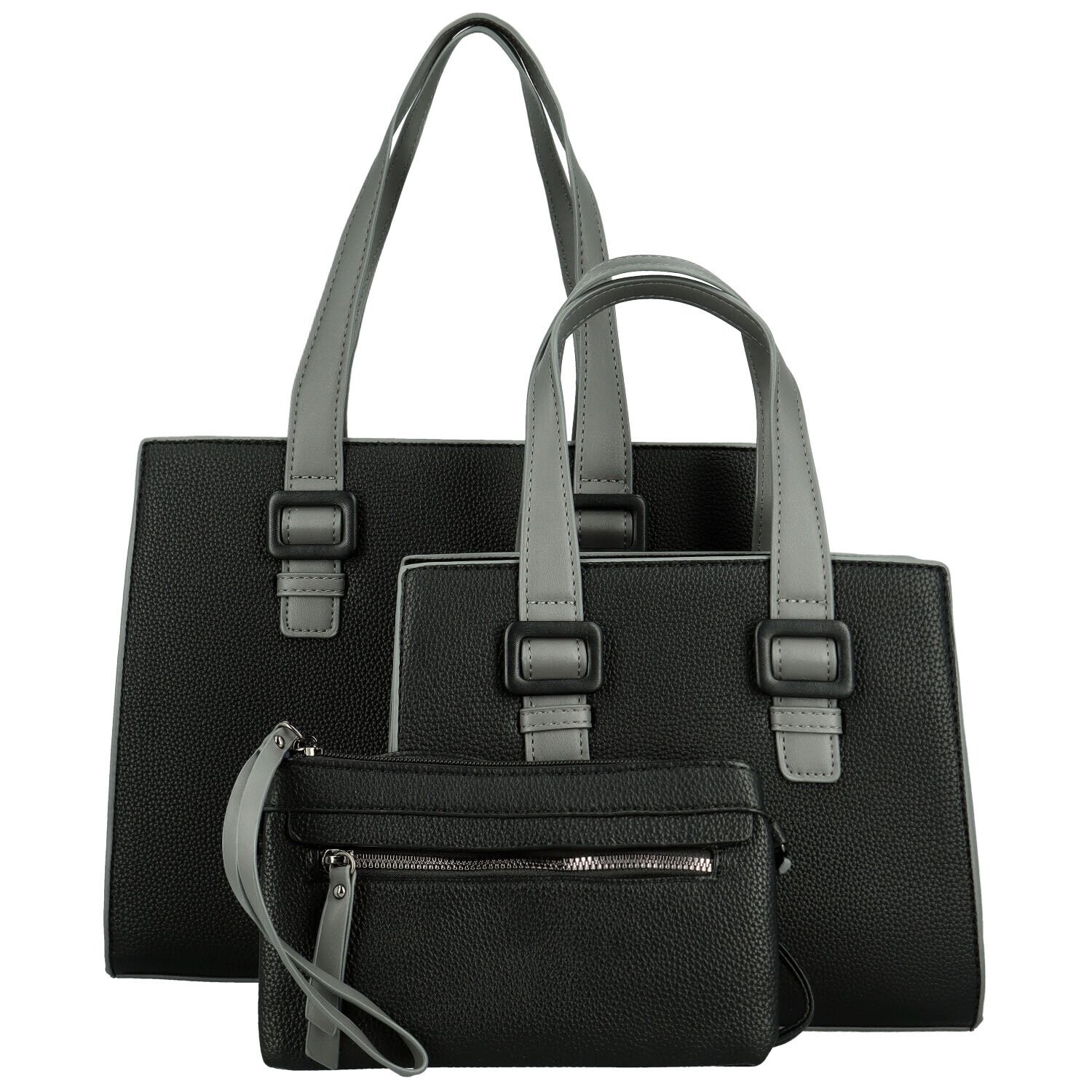 Módní dámský koženkový set kabelek Shanya, černý