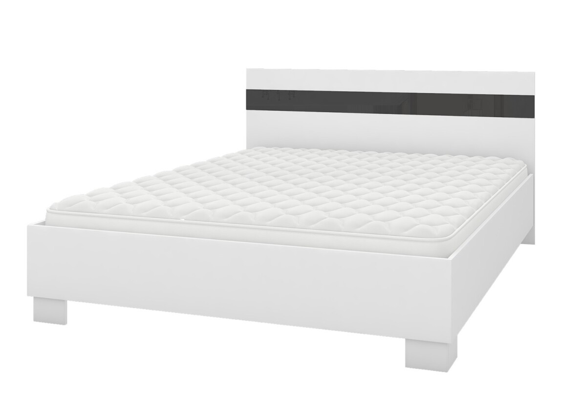 Postel SIMILIS 160x200 cm bez roštu a matrace, bílá/černý lesk - II.jakost, POUZE OSOBNÍ ODBĚR