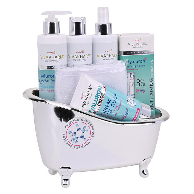 Dárková sada kosmetiky s kyselinou hyaluronovou ve vaničce