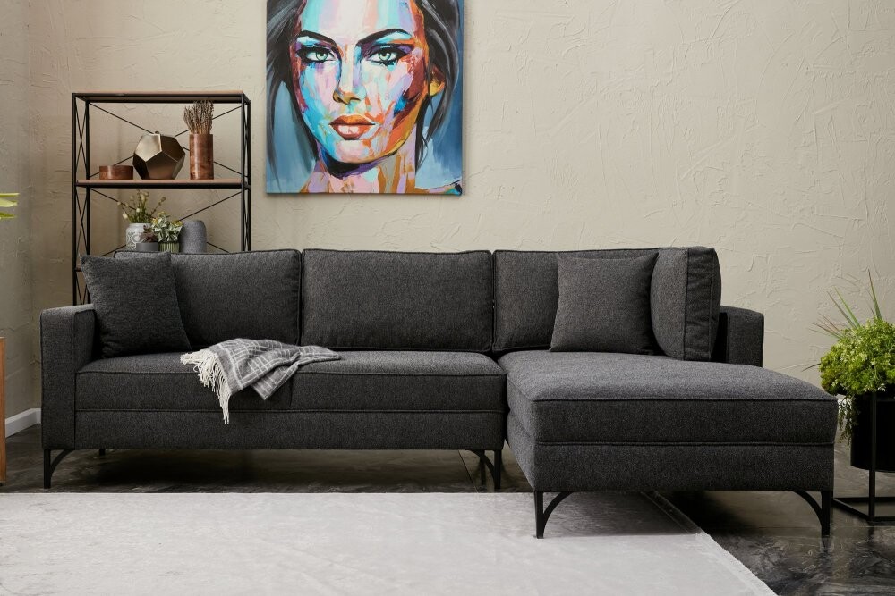 Rohová sedací souprava Berlin Right - Anthracite, Black