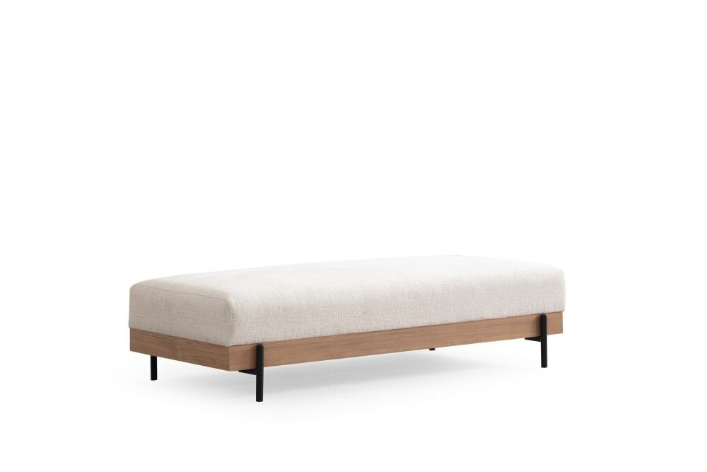 Puf Eti Oak Pouffe - White