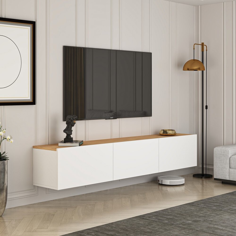 TV stolek West - White, Atlantic Pine