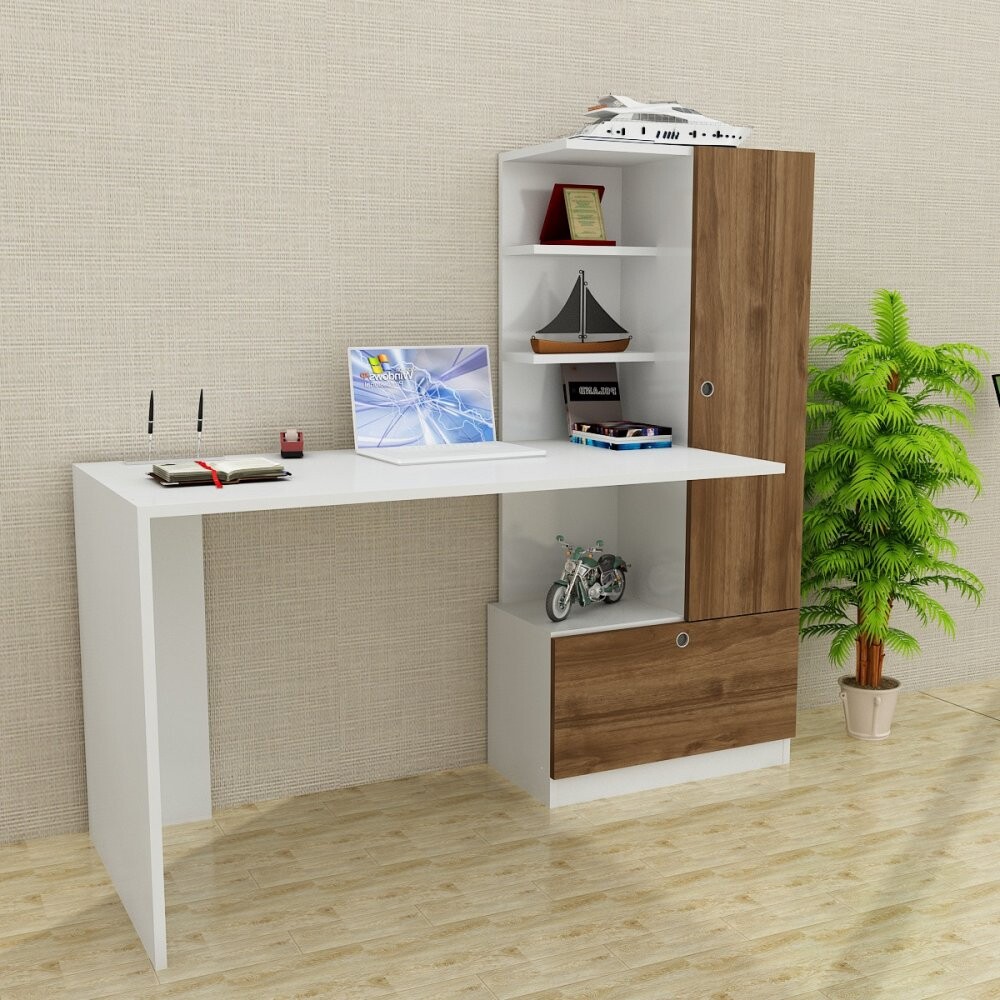 Psací stůl Merinos - White, Walnut